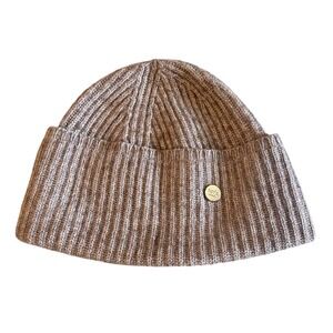 Norla Canada Cashmere Cotton Blend Tan/Gray Beanie Winter Hat Ski